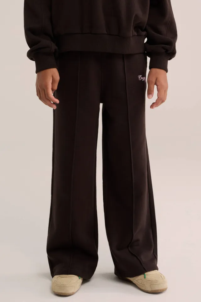 WE Fashion wide leg sweatpants donkerbruin, foto 3
