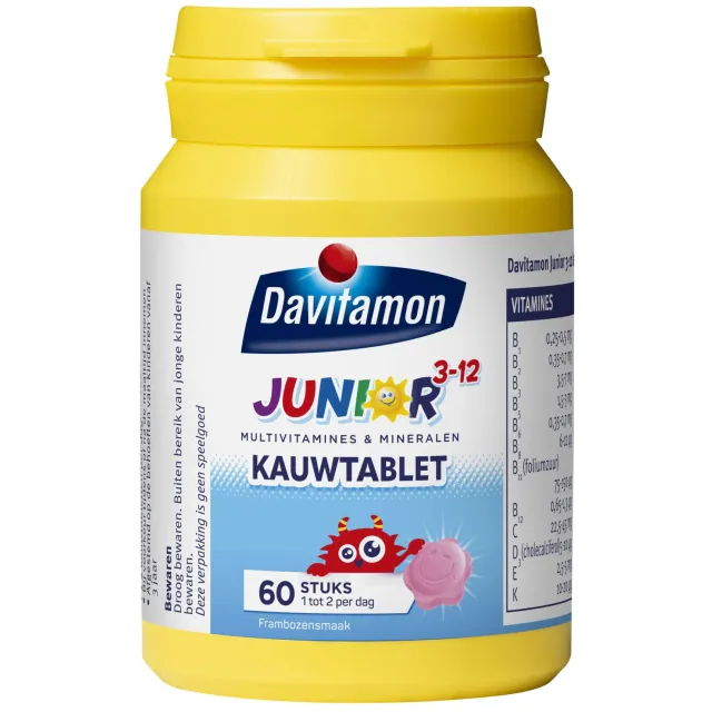 Davitamon Junior 3+ kauwtabletten framboos - 60 stuks
