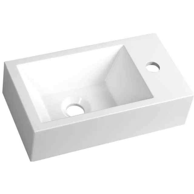 Sapho Fontein Sapho Amarok Rechthoekig 40x22 cm Rechts Cast Marble Wit