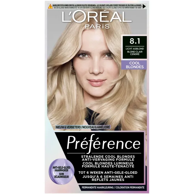 L'oréal Préférence 8.1 haarkleurmiddel licht asblond 8.1 licht asblond, foto 2
