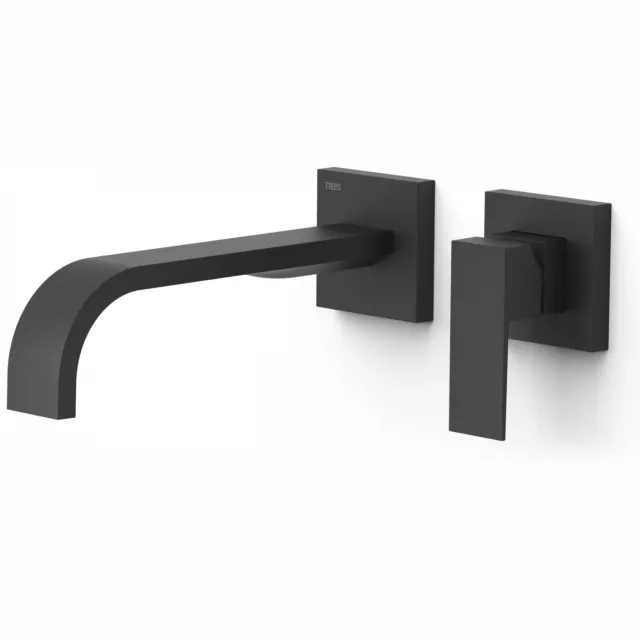 Tres Cuadro Exclusive 2-delige inbouw wastafelmengkraan mat zwart