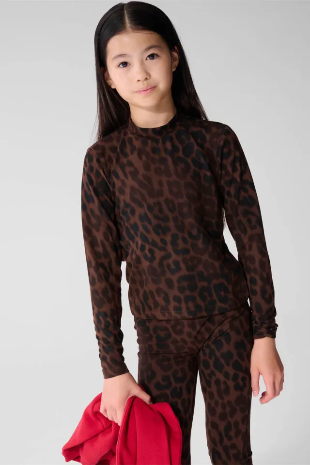 Shoeby longsleeve met panterprint - donkerbruin