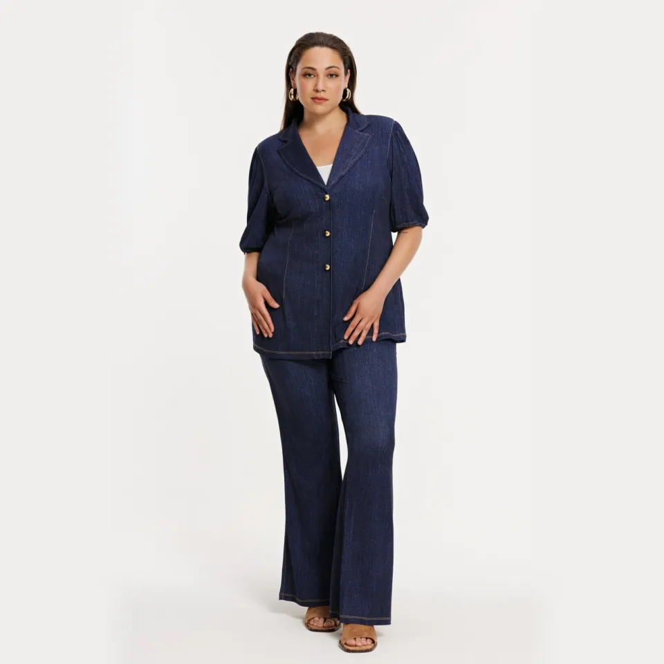Yoek flared jeans dark blue denim, foto 2