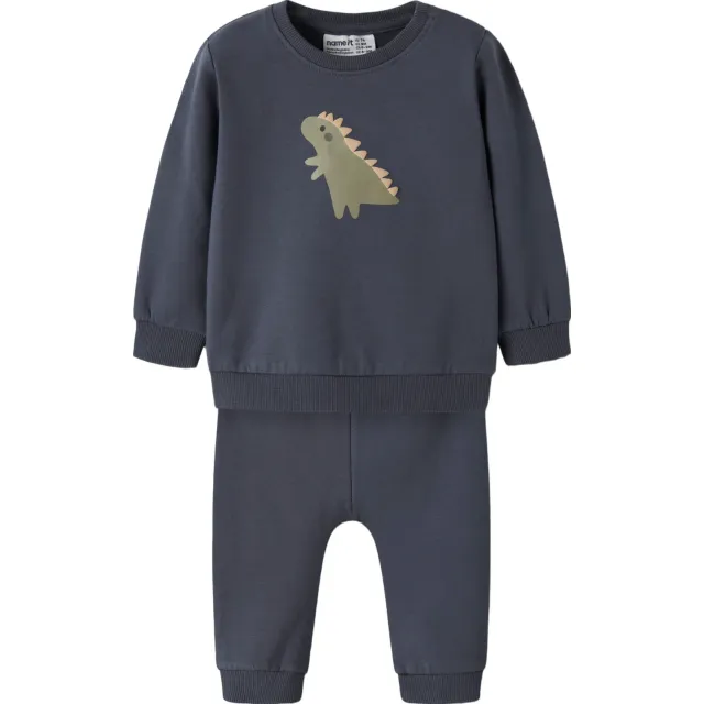 NAME IT BABY broek en sweater set met print - donkerblauw