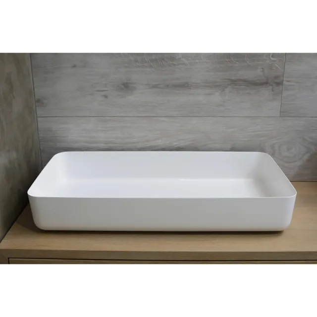 Luca Waskom Opbouw Rechthoekig Luca Sanitair 80x40x13,5 cm Mineraalsteen Glans Wit