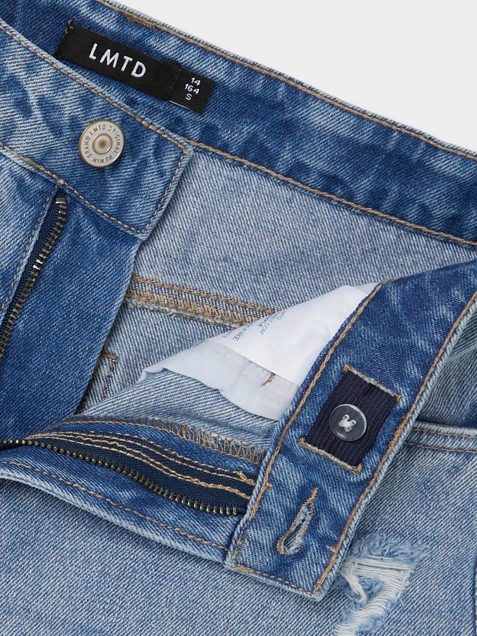 LMTD mom jeansshort lichtblauw light blue denim, foto 5