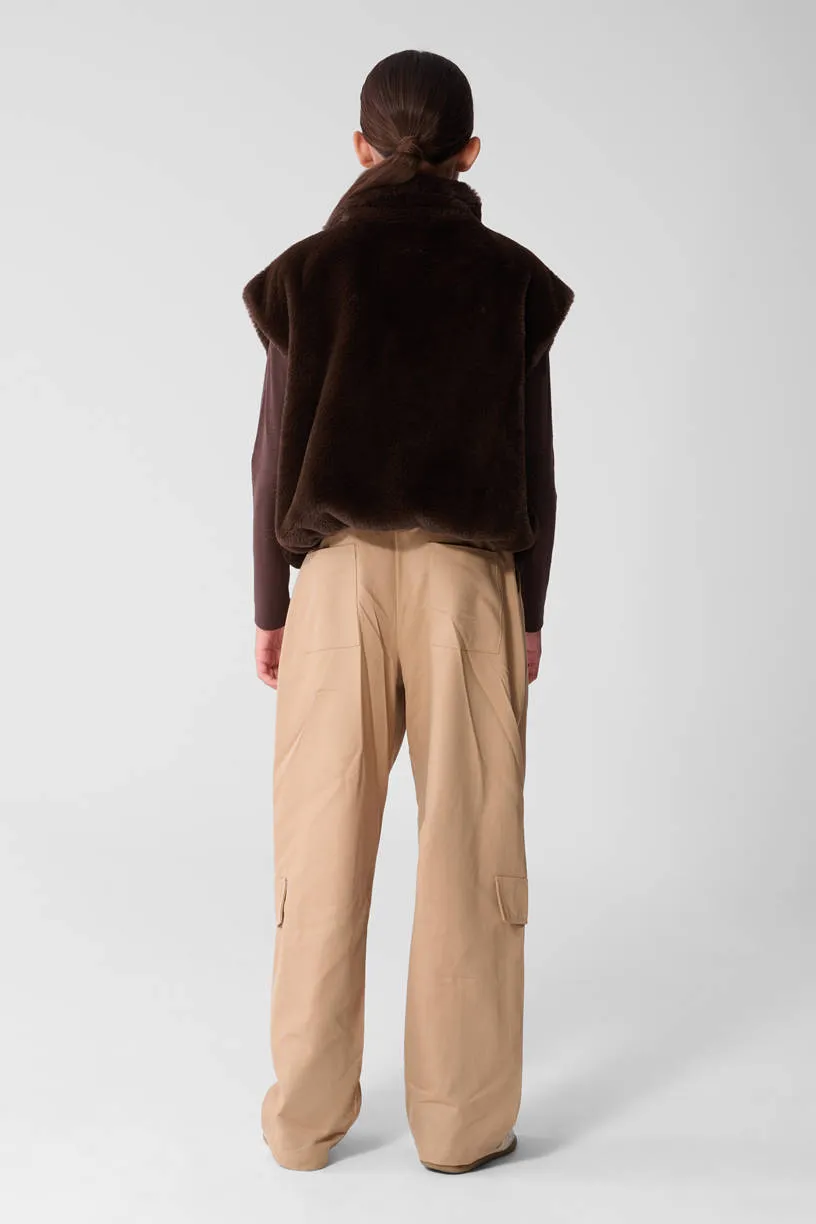 Shoeby teddy oversized gilet - donkerbruin, foto 4