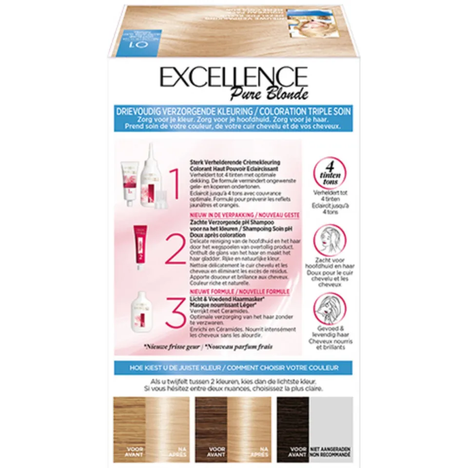 L'oréal Paris Excellence Pure Blonde haarkleuring 01 ultra lichtblond 01 Ultra Licht Natuurlijk lond