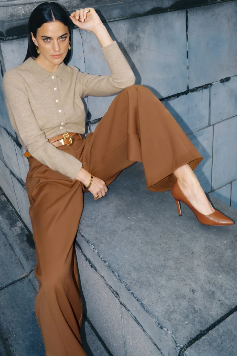 JOSH V barrel broek met plooien - cognac, foto 3