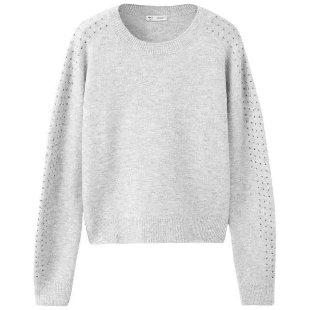 Mango TEEN gebreide trui met strass-steentjes - grijs