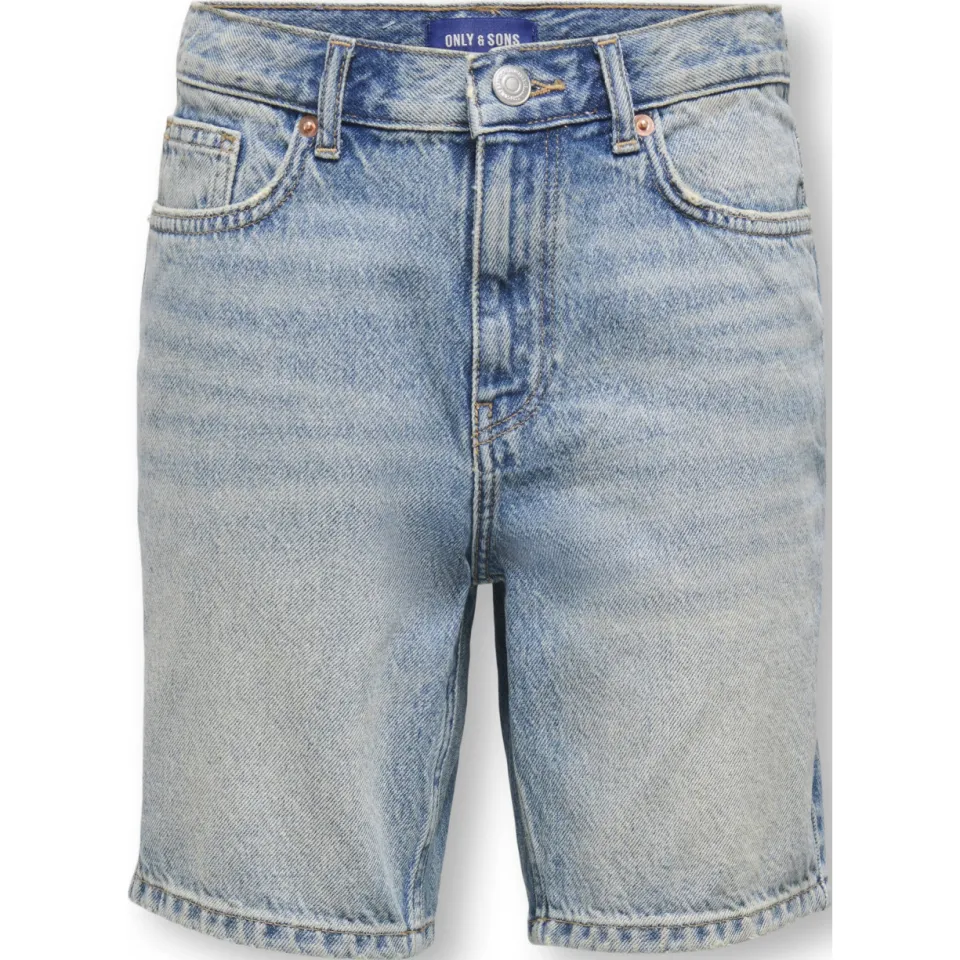 Only & Sons Junior straight regular jeansshort medium blue denim, foto 2
