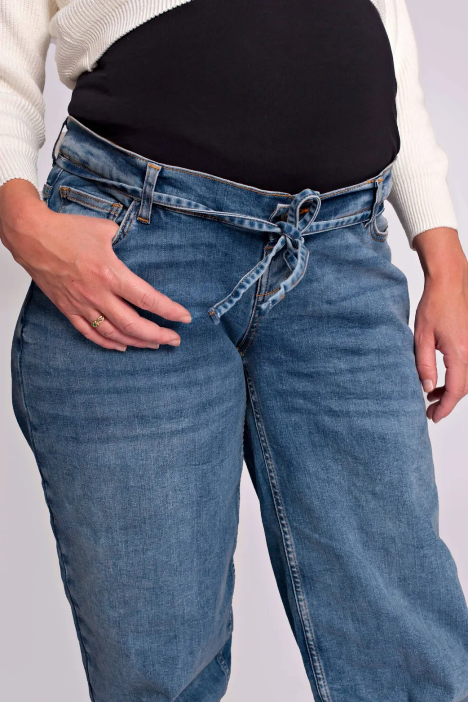 LOVE2WAIT zwangerschaps tapered jeans medium blue denim, foto 7