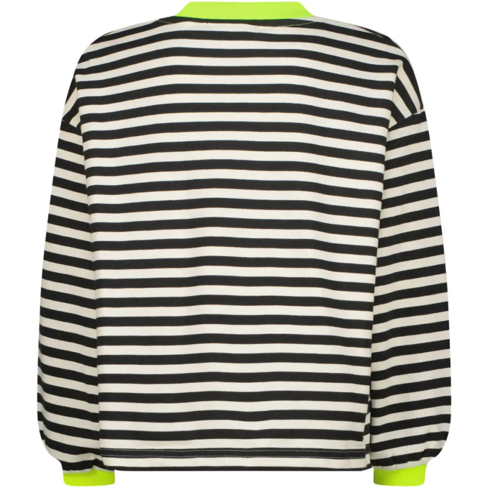 Vingino gestreepte sweater - zwart/ecru/neongeel, foto 3