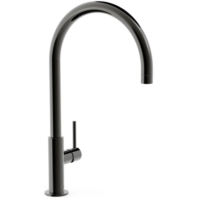 Tres Keukenmengkraan Tres Study Exclusive 1-Hendel Uitloop Gebogen 26 cm Rond Metallic Zwart