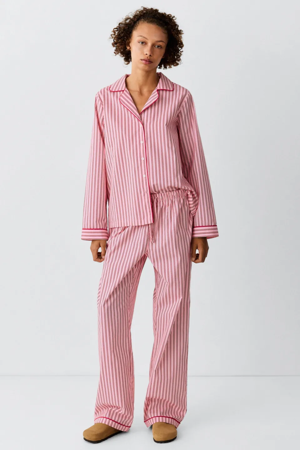 Mango gestreepte pyjama roze rood, foto 5