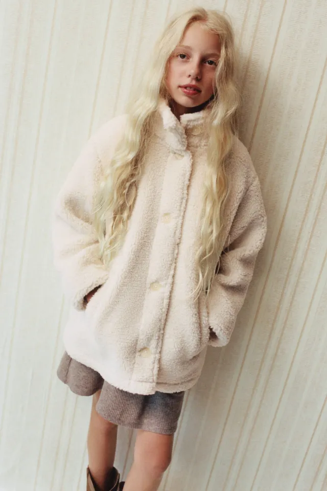 Mango teddy winterjas lichtbeige
