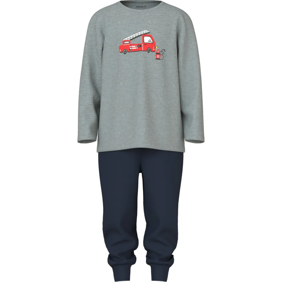 NAME IT MINI pyjama grijs melange Grijs melange/donkerblauw