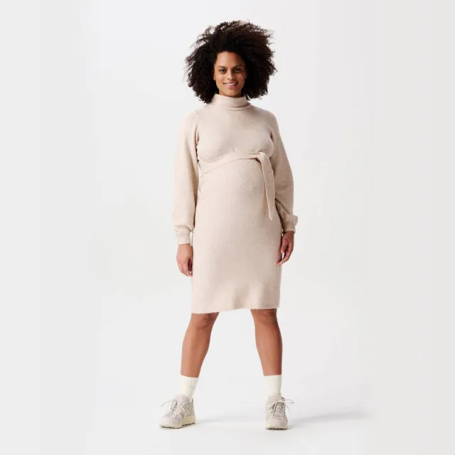 Noppies Mico gebreide zwangerschapsjurk beige
