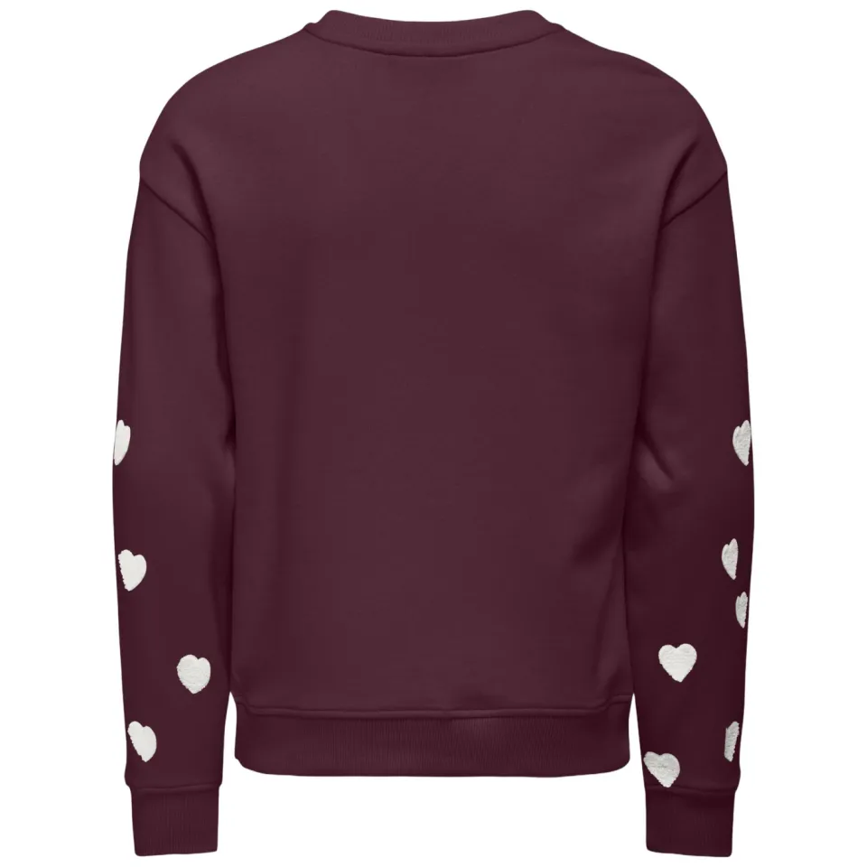 KIDS ONLY GIRL rechtvallende sweater met hartjes - donkerpaars Hartjes, foto 2