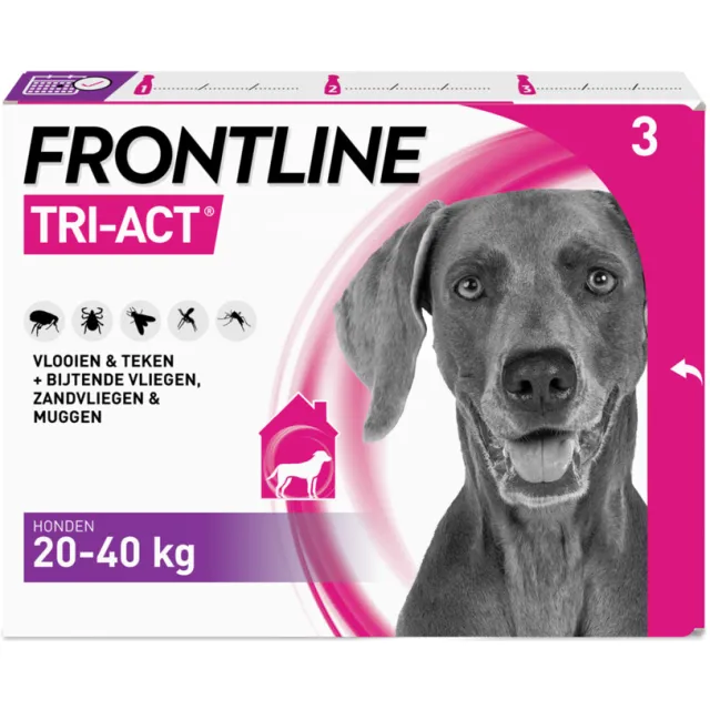 Frontline Tri-Act Anti Vlooien en Teken Druppels L 3 pipetten