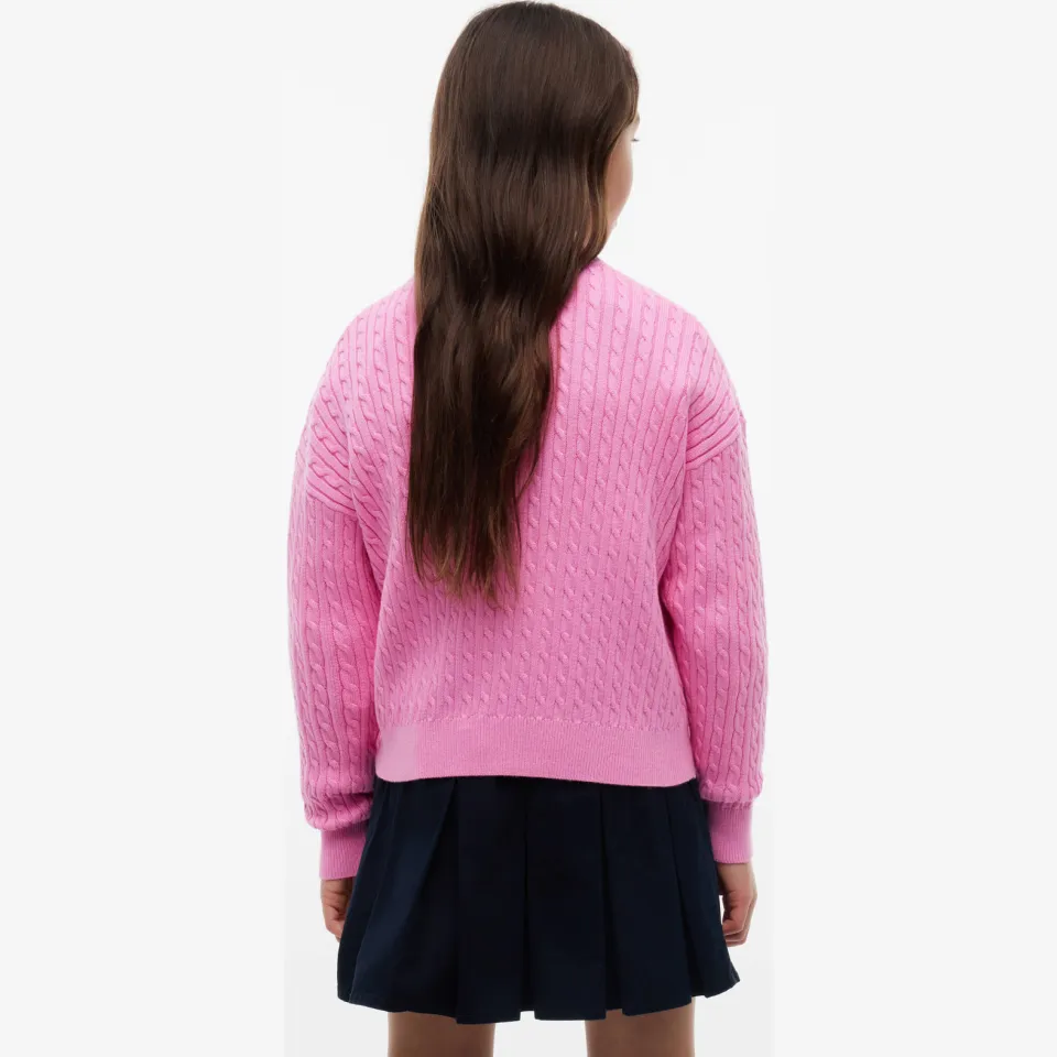 Tommy Hilfiger gebreide trui met kabels roze, foto 3