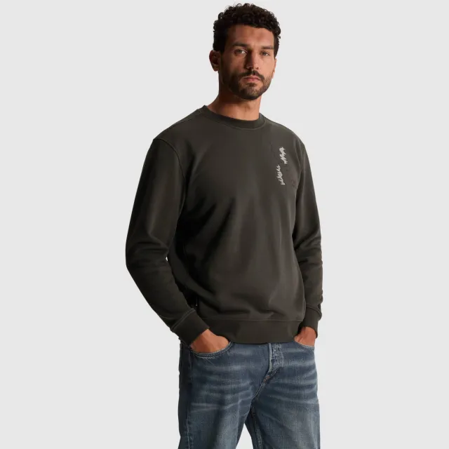 Cast Iron relaxed fit sweater met backprint - clever crows