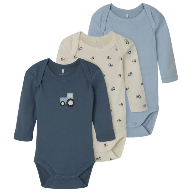 NAME IT BABY romper NBMNIGHTSUIT - blauw/ecru (set van 3), foto 2