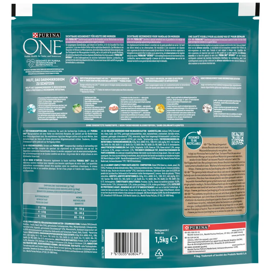 Purina ONE Sensitive kalkoen kattenvoer droog, foto 4