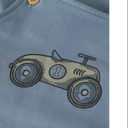 GUPPY BABY sweat tuinbroek met print blauw, foto 2