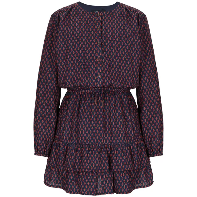 NoBell’ Mayal korte jurk met ruches donkerblauw/donkerrood, foto 2