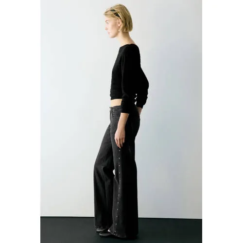 Mango TEEN wide leg jeans met studs - donkergrijs, foto 3