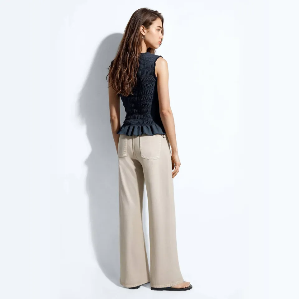 Mango Teen top met peplum en smockwerk donkerblauw, foto 5