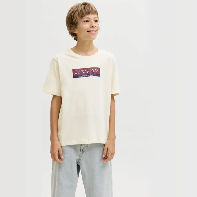 Jack & Jones Junior T-shirt ecru met logo Offwhite