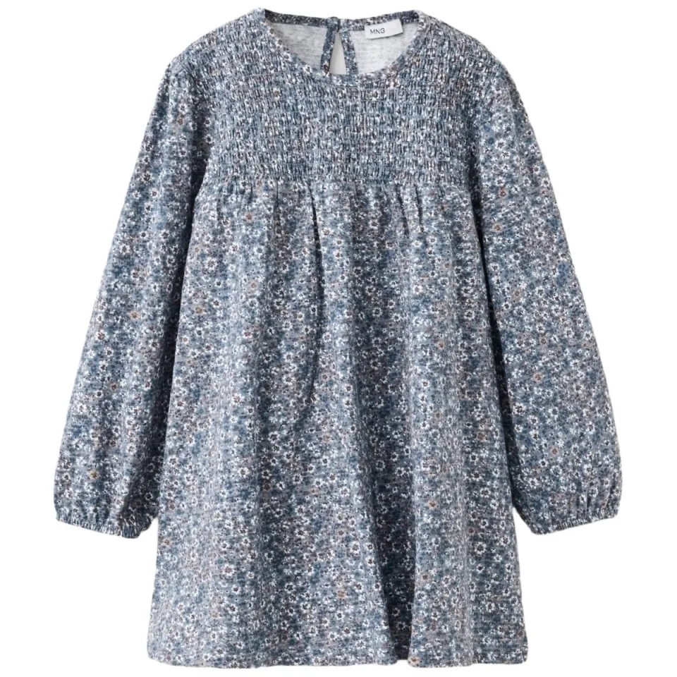 Mango Kids gebloemde midi jurk blauw, foto 3
