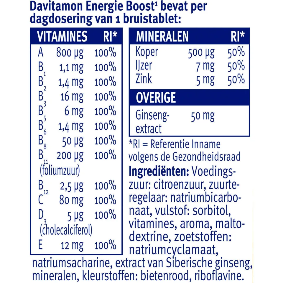Davitamon Energie Boost Ginseng bruistabletten, foto 2