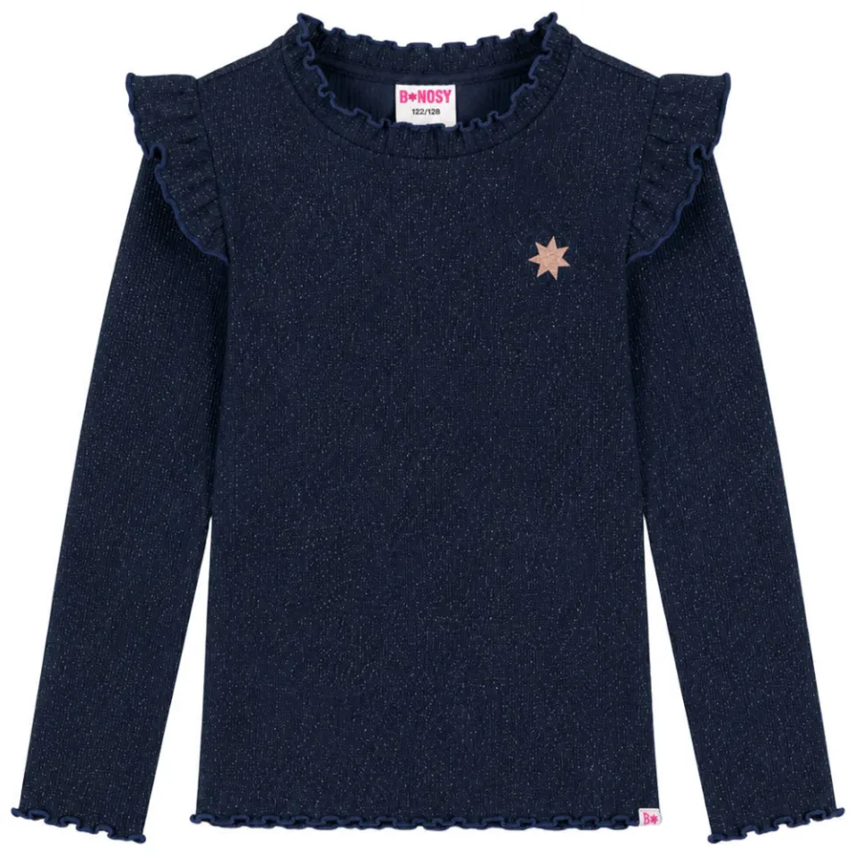 B.Nosy aansluitende longsleeve met ruches donkerblauw, foto 2
