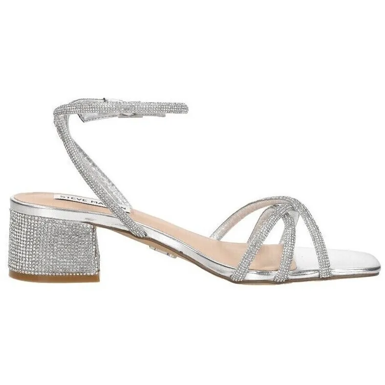 Steve Madden Cerena sandaal met blokhak zilver Zilverkleur