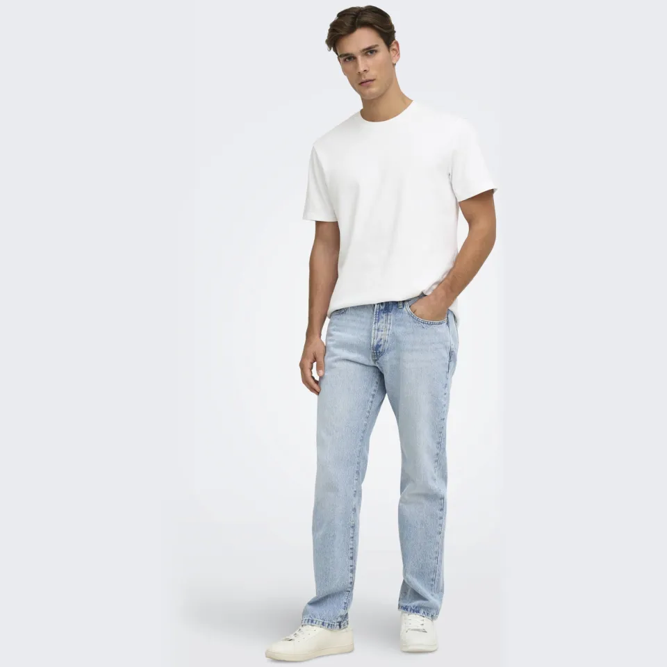 Only & Sons straight leg jeans ONSEDGE light blue denim, foto 3