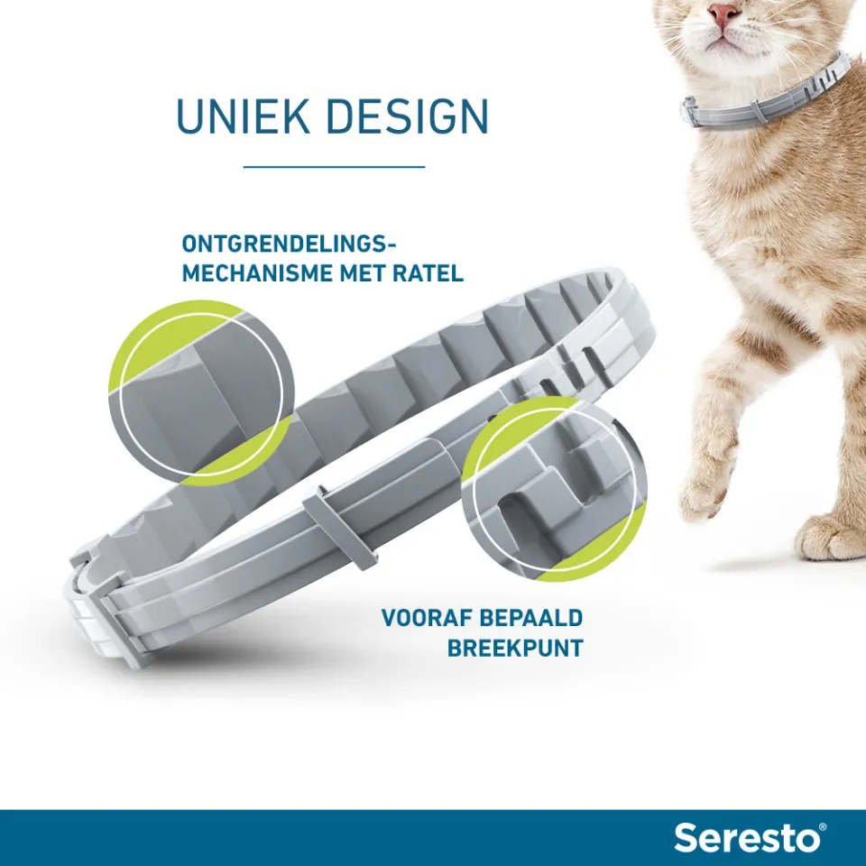 Seresto anti vlooien en tekenhalsband kat grijs, foto 5
