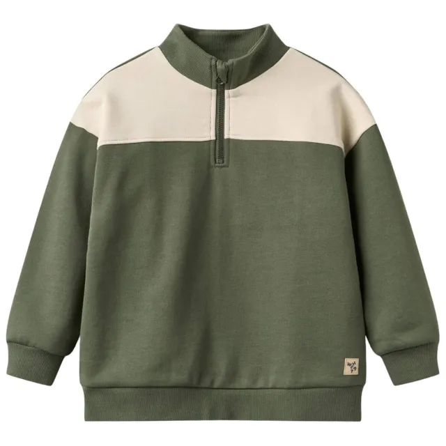 Wheat rechtvallende sweater - groen/ecru, foto 2