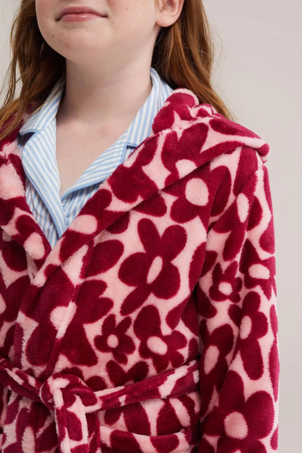 WE Fashion gebloemde badjas - roze/rood, foto 4