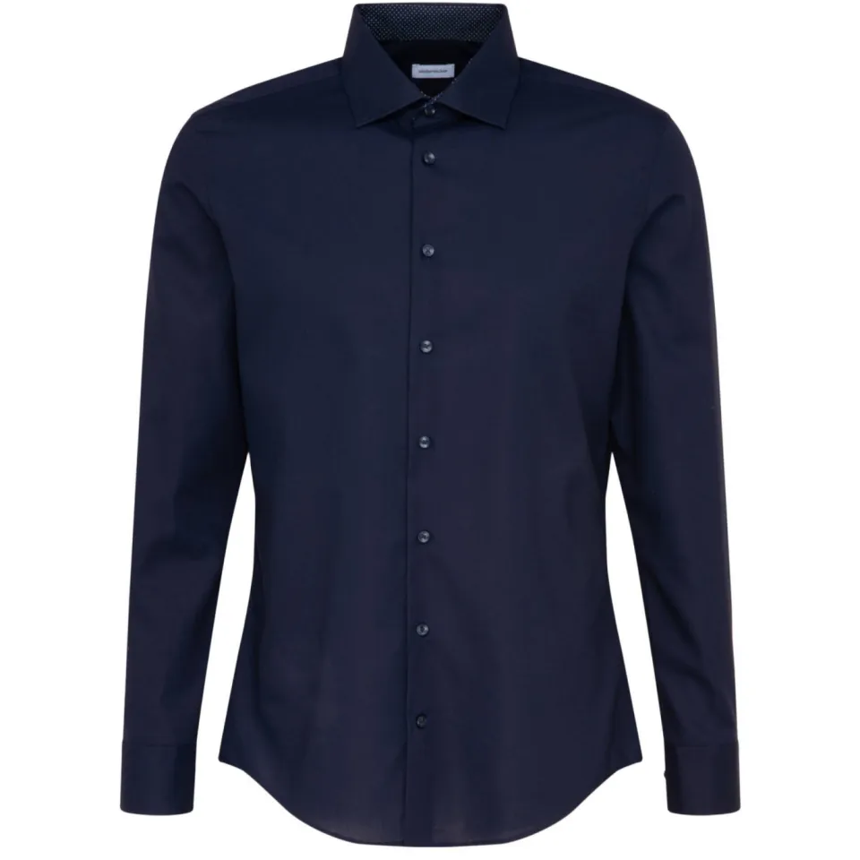 Seidensticker slim fit strijkvrij overhemd donkerblauw, foto 2