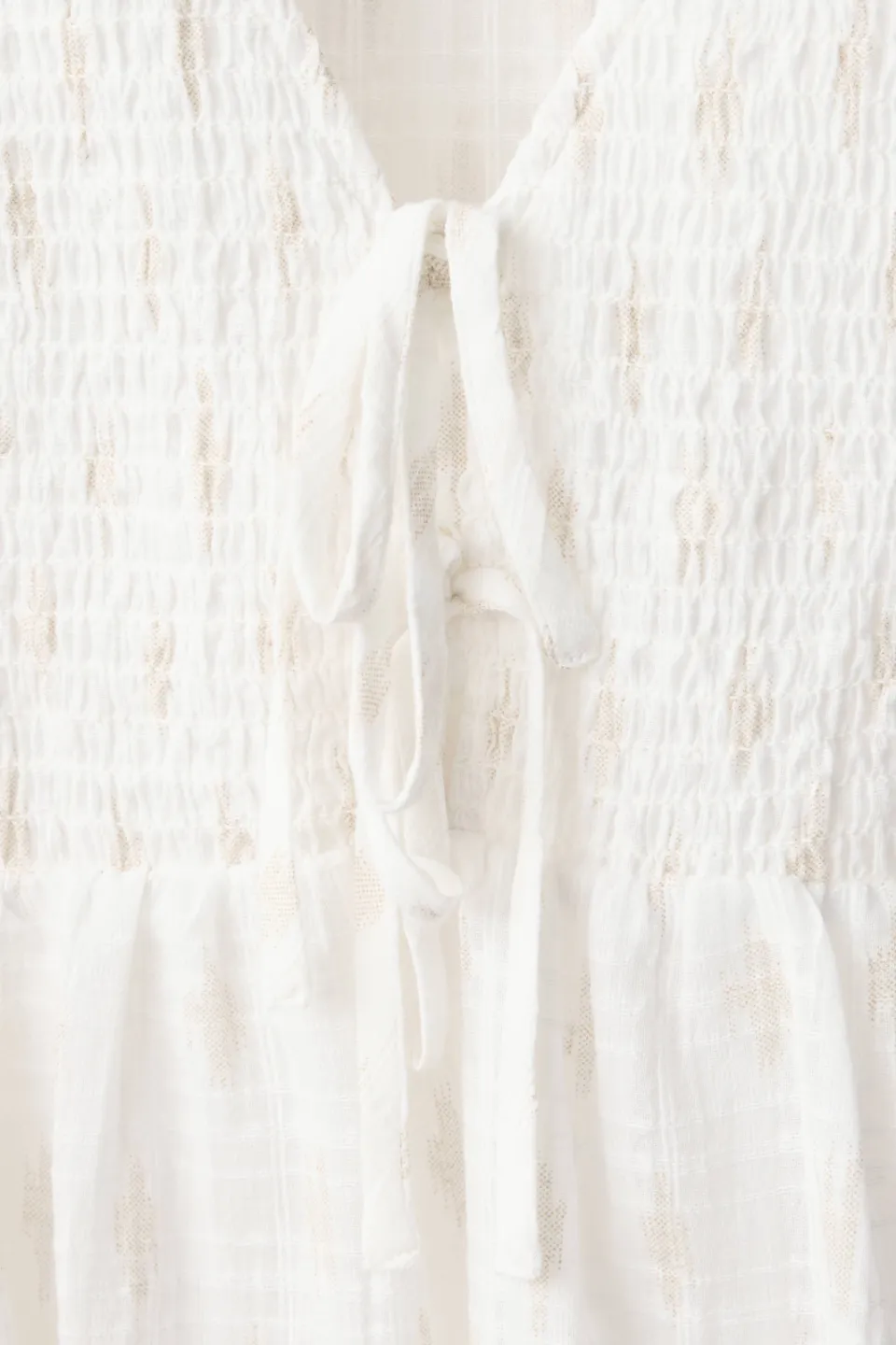 Mango Teen blouse met smockwerk wit, foto 6