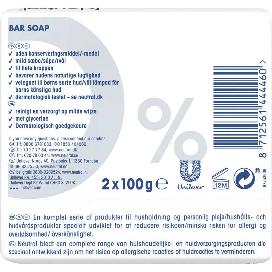 Neutral zeep tablet Parfumvrij - 12 x 200 g, foto 4