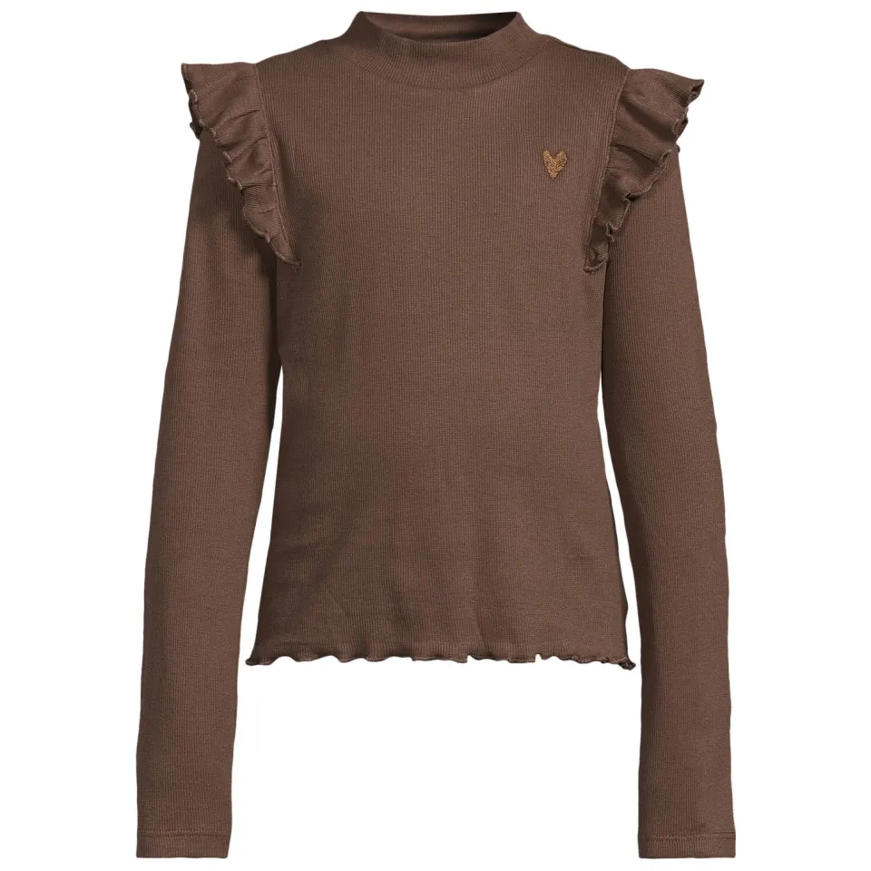 Me & My Monkey longsleeve met ruches donkerbruin, foto 3