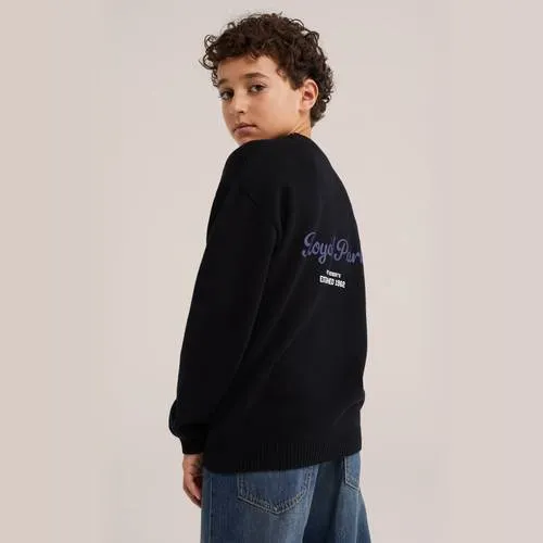 WE Fashion katoenen gebreide trui met backprint - zwart, foto 4