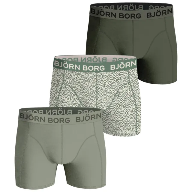 Björn Borg Cotton Stretch boxershorts groen 3-pack