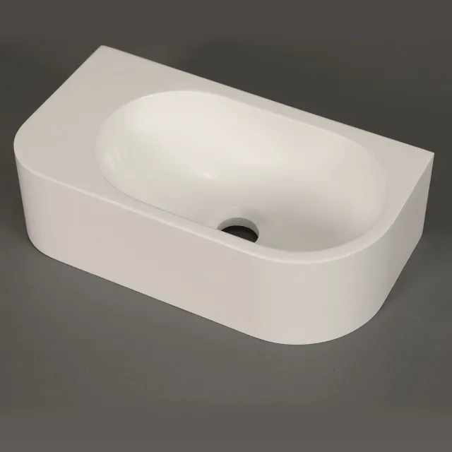 Luca Fontein Luca Sanitair Wand 40x21.5x12 cm Solid Surface Zonder Kraangat Mat Wit Links