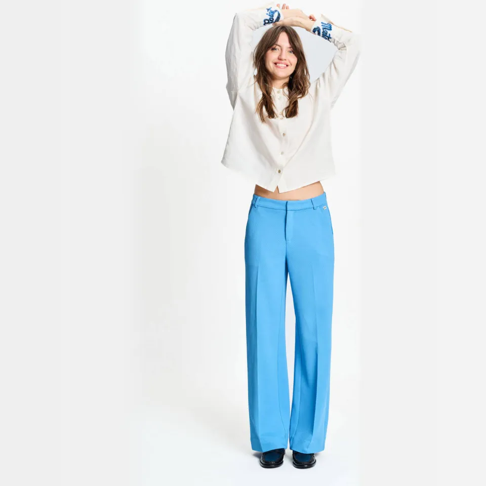 POM Amsterdam wide leg high waist broek blauw