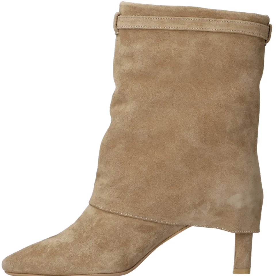 Babouche suède enkellaarsen met hak - beige, foto 4